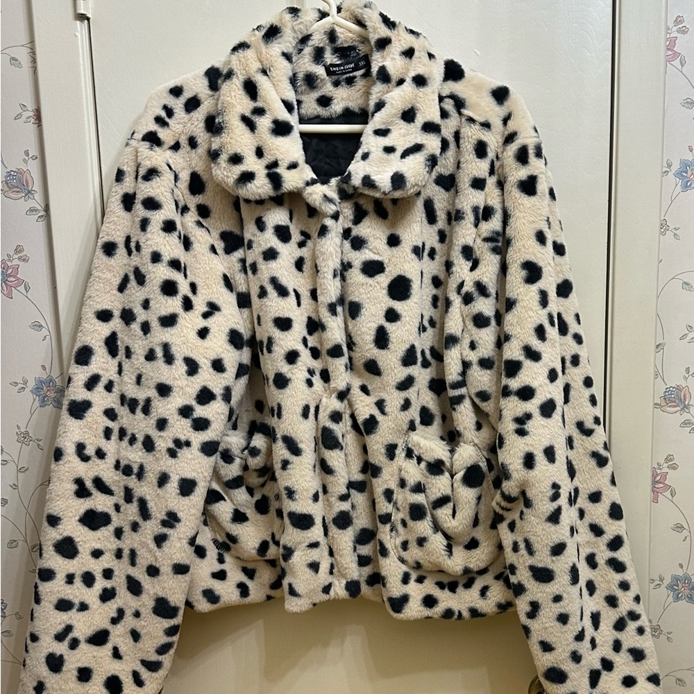 SHEIN Faux Fur Leopard Jacket SZ 3XL